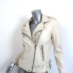 IRO Han Leather Biker Jacket Cream Size 38 Moto Jacket