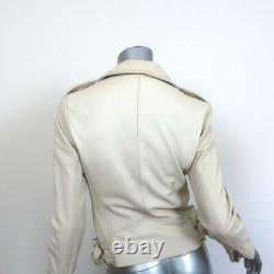 IRO Han Leather Biker Jacket Cream Size 38 Moto Jacket