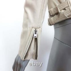 IRO Han Leather Biker Jacket Cream Size 38 Moto Jacket