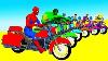 Kid Color Learn Fun Spiderman Cartoon On Motor Bikes Police Cars Chasing And Avengers For Children