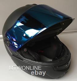 LS2 Flip Up Front Motorcycle Motorbike Helmet MATT BLACK Tinted Blue Visor