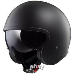 LS2 OF599 Spitfire Open Face Motorcycle Helmet Plain with Drop Down Visor New