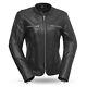 Ladies Black Leather Jacket With Chest Vented Pockets Size Small Fil116cslz