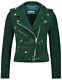 Ladies Brando Leather Jacket Green Suede Fitted Biker Motorcycle Style Mbf