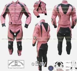 Ladies Pink Panther With Hump Womens Motorbike /motorcycle Leather Suit / Jacket