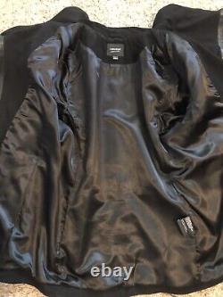 Lamarque Black Suede And Leather Asymmetrical Jacket Full Zip Big Collar Size L