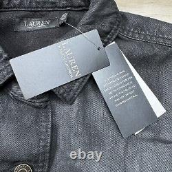 Lauren Ralph Lauren Coated Denim Belted Trucker Jacket -Black- Size 14 (Large)