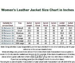 Leather Jacket Size Women's Coat Women Moto Biker Vintage Soft Bomber Red 17