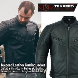 Leather Motorbike Jacket With Armour Black Motorcycle Touring Biker CE APPROVED