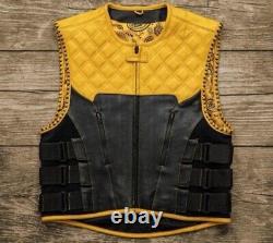 Leather Vest Hunt Club Diamond Quilted Paisley Build Denim Style Custom Rider