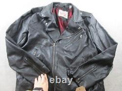 Levis Faux Leather Jacket Mens XL Black Motorcycle Coat Plaid Lining