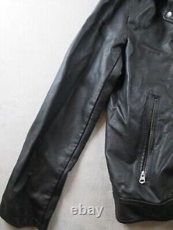 Levis Faux Leather Jacket Mens XL Black Motorcycle Coat Plaid Lining