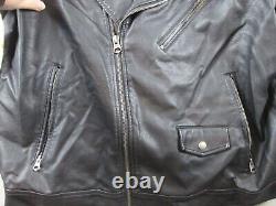 Levis Faux Leather Jacket Mens XL Black Motorcycle Coat Plaid Lining