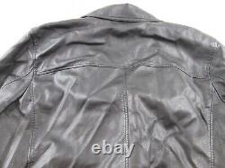 Levis Faux Leather Jacket Mens XL Black Motorcycle Coat Plaid Lining