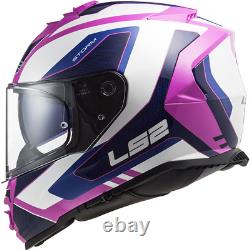 Ls2 Ff800 Full Face Ladies Motorcycle Crash Racing Helmet Storm Techy White Pink