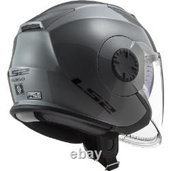 Ls2 Of570 Verso Dual Visor Open Face Scooter Motorcycle Helmet Nardo Grey