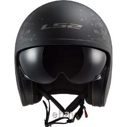 Ls2 Of599 Spitfire Open Face Low Profile Motorcycle Helmet Sun Visor Black Flag