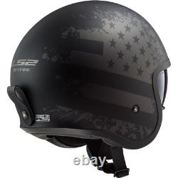 Ls2 Of599 Spitfire Open Face Low Profile Motorcycle Helmet Sun Visor Black Flag
