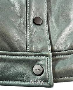 Lucky Brand Los Angeles Women's Sz XS Lambs Leather Jacket Short Waisted Green