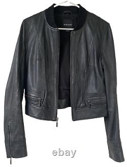 MARCIANO Black Lamb Leather Black Moto Jacket GUESS Sz S