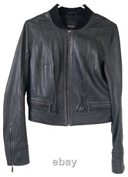 MARCIANO Black Lamb Leather Black Moto Jacket GUESS Sz S