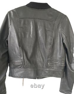 MARCIANO Black Lamb Leather Black Moto Jacket GUESS Sz S