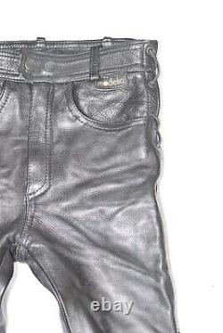 MODEKA Lace Up Women's Leather Biker Motorcycle Black Trousers Size W26 L31