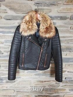 Marc New York Faux Fur Leather Jacket Small