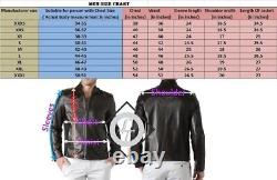 Men Leather Jacket Slim Fit Biker Motorcycle Genuine Lambskin jacket MJK052