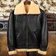 Men's Aviator Raf B3 Fur Shearling Leather Bomber Flying Jacket Coat Black