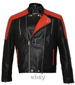 Men's Motorcycle Brando Biker Vintage Moto Racer Retro Black Real Leather Jacket