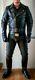 Men's Real Cowhide Leather Bikers Jacket Quilted Panels Bluf Jacket & Pants