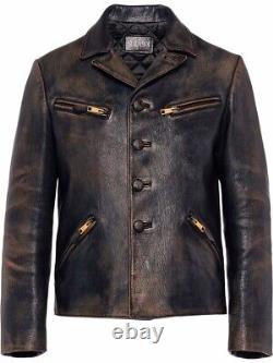 Men's Two Toned Distressed Brown Antique Style Real Leather Premium Jacket