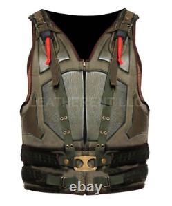 Mens Bane Dark Knight Rises Military Tom Hardy Costume Faux Leather Vest