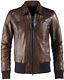 Mens Biker Vintage Brown Motorcycle Cafe Racer Distressed Real Leather Jacket
