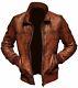 Mens Biker Vintage Distressed Brown Motorcycle Bomber Cafe Racer Leather Jacket