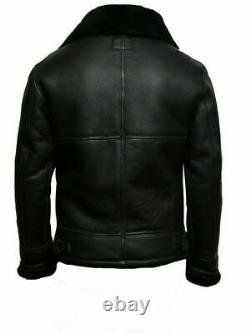 Mens Black Aviator B3 Raf Flight Bomber Genuine Leather Jacket