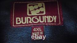 Mens Black Burgundy Brand Leather Motor Cycle Engraved Sporty Jacket 4XL