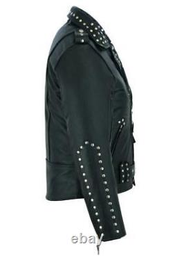 Mens Classic Motorbike Motorcycle Perfecto Studs Brando Genuine Leather Jacket