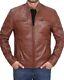 Mens Leather Jacket Cafe Racer Style Real Lambskin Leather Jacket Men