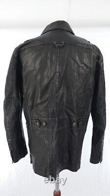 Mens Leather Jacket Safari RARE Y2K Black Biker Vintage Italy Collared Size XL