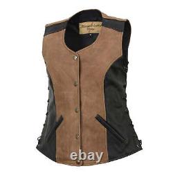 Milwaukee Leather Women's'Trickster' Vintage Two Tone Crazy Horse Brown MLL4508