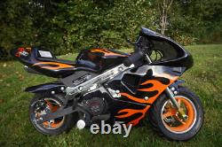 Mini Pocket Motorcycle Moto Racer Sports Petrol ORANGE Dirt Bike 50cc Off Road