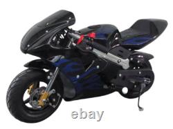 Moto Racer Mini Pocket Motorcycle 2 Stroke 49cc Petrol BLUE Off Road Dirt Bike