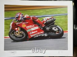 Motor Cycle Art Print World Superbike Tribute to a legend Carl Fogarty signed