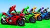 Motorcycle Challenge Of Spiderman Far From Home Yellow Spiderman Blue Spiderman Green Spiderman
