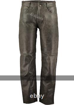 Motorcycle Pants Distressed Leather Motorcycle Trousers Vintage Leather Biker
