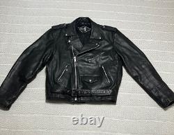 Mr Motor Cycle Classic Biker Jacket Black Leather Zip Up Size 58