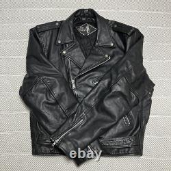 Mr Motor Cycle Classic Biker Jacket Black Leather Zip Up Size 58