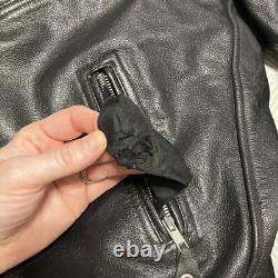 Mr Motor Cycle Classic Biker Jacket Black Leather Zip Up Size 58